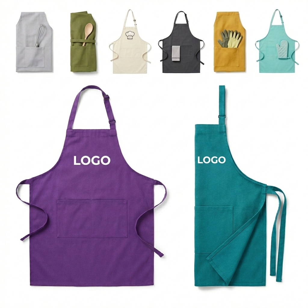 Stain-Resistant Polyester Bib Apron with Pockets for Cooking & Crafts