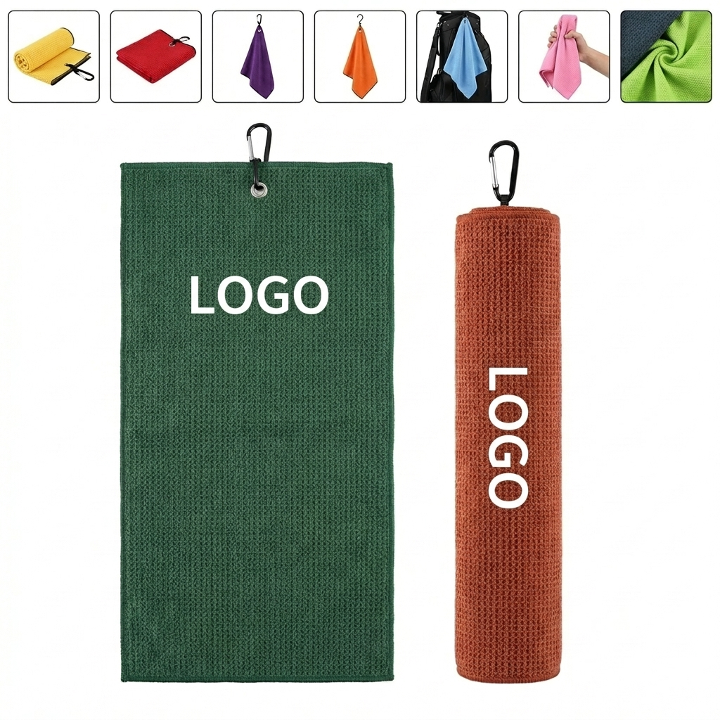 Waffle Design Clip-On Golf Towel | Quick-Dry & Super Absorbent