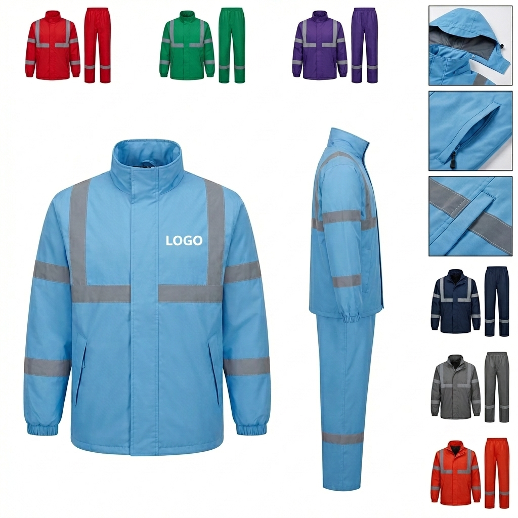 All-Weather Reflective Windproof PVC Rain Suit Set
