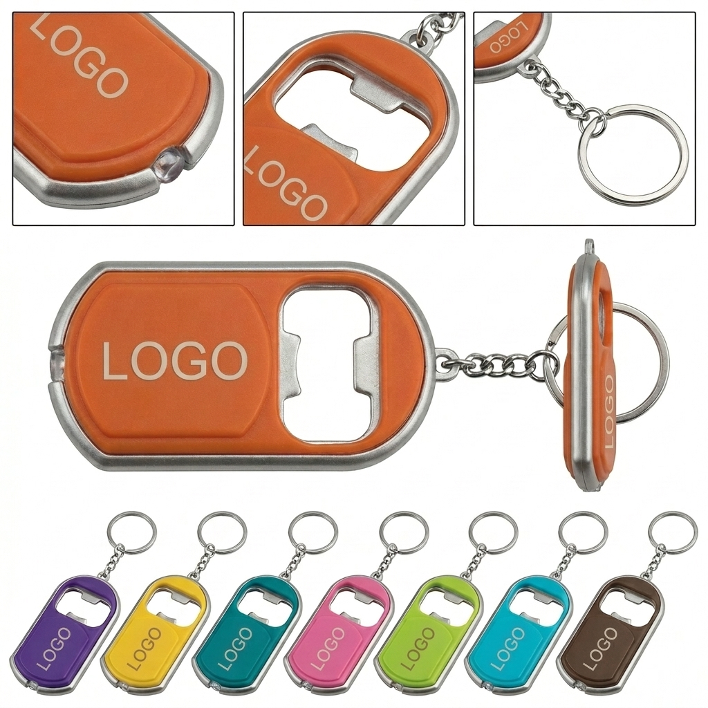 Personalized LED Bottle Opener Keychain with Bright Flashlight