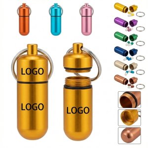 Waterproof Aluminum Pill Holder with Keychain and Sealed Lid