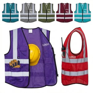Breathable Multi-Pocket Reflective Safety Vest with ID Holder & Logo Customization