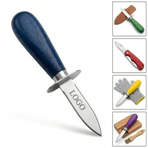 Professional Wooden Handle Oyster Opener Knife for Seafood & Gifts