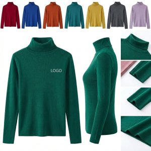 Women's Slim-Fit Acrylic Blend Long Sleeve Turtleneck Knit Top