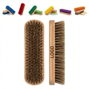 Genuine Horsehair Leather Shoe Polishing Brush with Wooden Handle