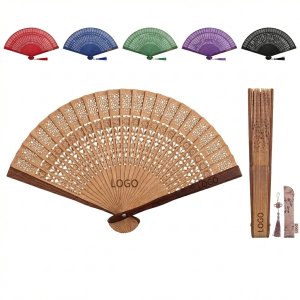 Classic Chinese Wooden Folding Hand Fan - Elegant Wedding & Home Decoration Gift